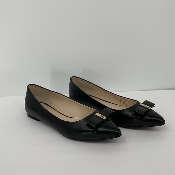 Cole Haan Elsie Bow skimmer flat pointed toe shoe ballet black leather flat 6.5 - Picture 2 of 8